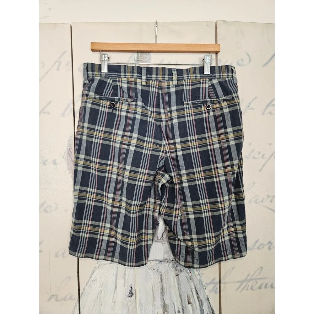 J.Crew Club Short 32 Navy Blue Plaid Cotton Casual Preppy Summer Shorts